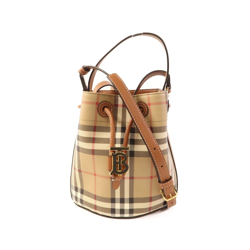 버버리 아카이브 TB 체크 패턴 미니 버킷백 80883531