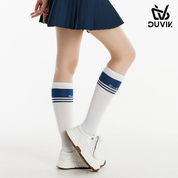 듀빅 여성 면블럭 컬러 포인트 니삭스 DE1WAO812DB