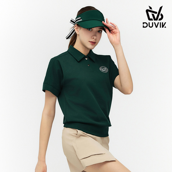 듀빅 여성 브루종 플라워 카라 반팔티셔츠 DF2WTS131DG