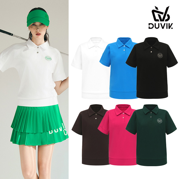 듀빅 여성 브루종 플라워 카라 반팔티셔츠 DF2WTS131