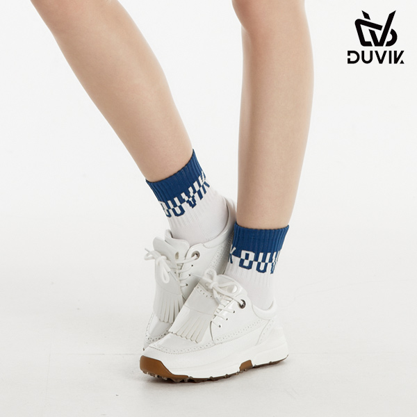 듀빅 여성 베이직 로고 자가드 크루 삭스 DE1WAO811DB