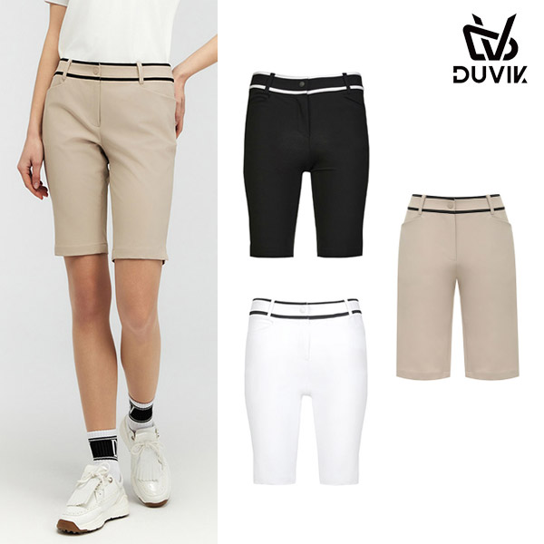 듀빅 여성 버뮤다 배색 슬림핏 5부 반바지 DC2WPT002