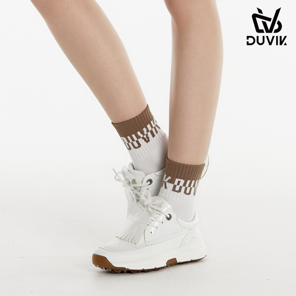 듀빅 여성 베이직 로고 자가드 크루 삭스 DE1WAO811CM