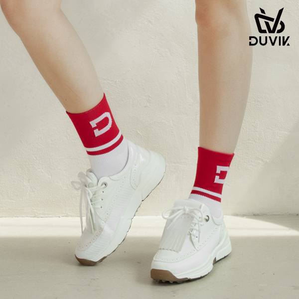 듀빅 여성 배색 포인트 베이직 중목 삭스 DD3WAO852RD