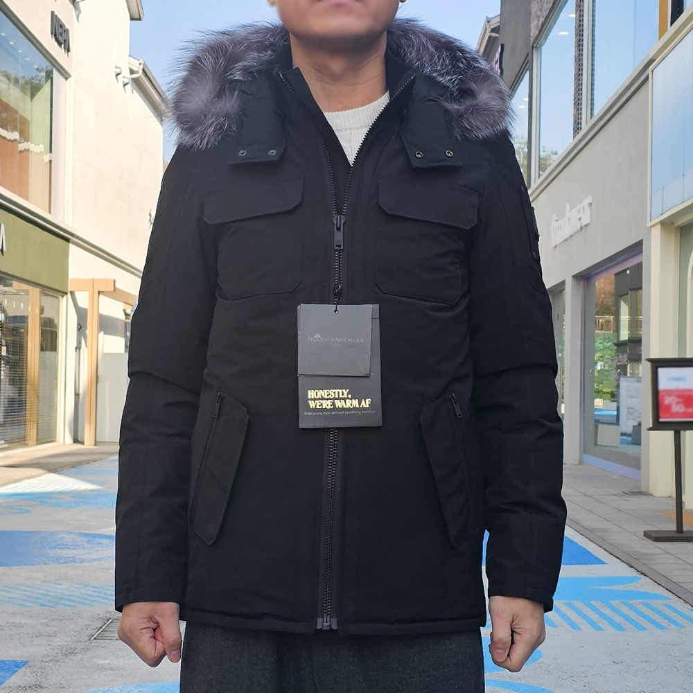 무스너클 린간 남성 후드 퍼 패딩 블랙 프로스트 M39MJ130 310 [여주아울렛]