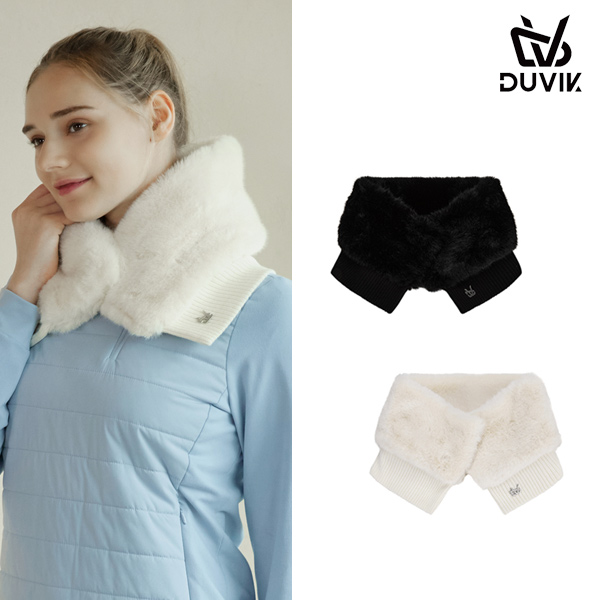듀빅 여성 페이크 퍼 니트 패치 목도리 DD4WAC681