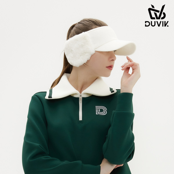 듀빅 여성 코듀로이 귀달이 퍼 썬바이저 DD4WAP781WH
