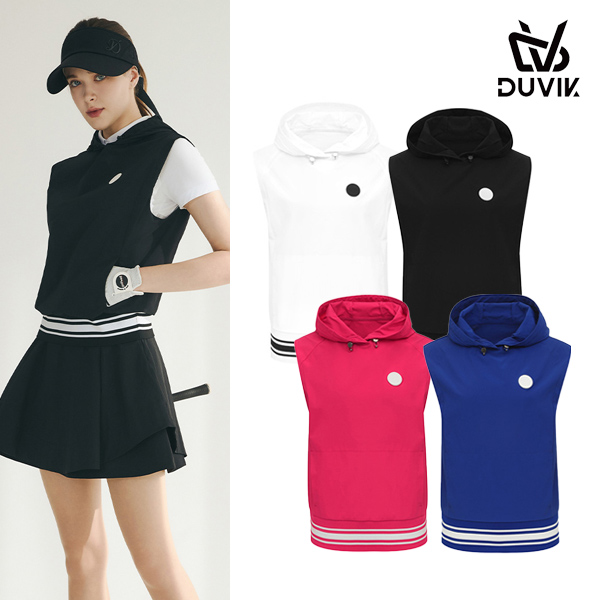 듀빅 여성 우븐 세미 오버핏 후드 베스트 DF2WTV146