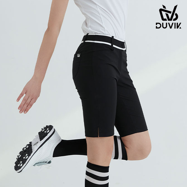 듀빅 여성 버뮤다 배색 슬림핏 5부 팬츠 DC2WPT002BK