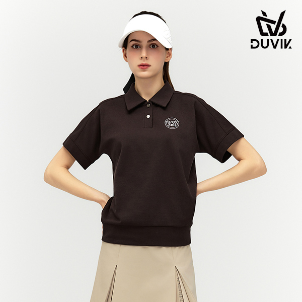 듀빅 여성 브루종 플라워 카라 반팔티셔츠 DF2WTS131BR