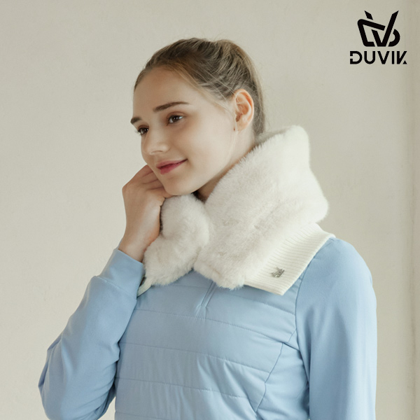 듀빅 여성 페이크 퍼 니트 패치 목도리 DD4WAC681WH