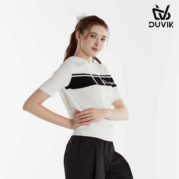 듀빅 여성 면블럭 로고포인트 후드스웨터 DE2WSW221WH