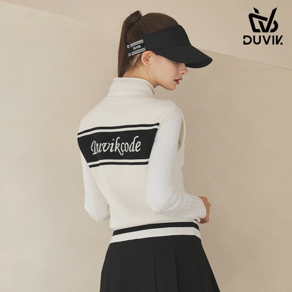 듀빅 여성 오픈 집업 뒷로고 포인트 조끼 DE3WSV273WH