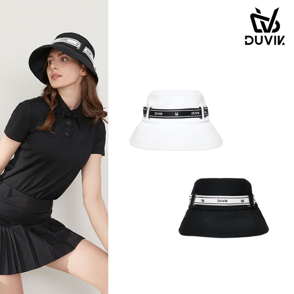 듀빅 여성 배색 레터링 테이프 벙거지 모자 DC2WAP002