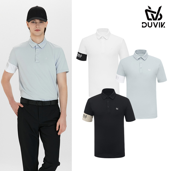 듀빅 남성 배색 포인트 Y카라 반팔티셔츠 DF2MTS123