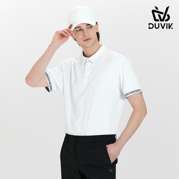 듀빅 남성 로고 레터링 Y카라 반팔티셔츠 DF2MTS122WH