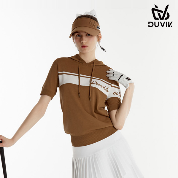 듀빅 여성 면블럭 로고포인트 후드스웨터 DE2WSW221CM