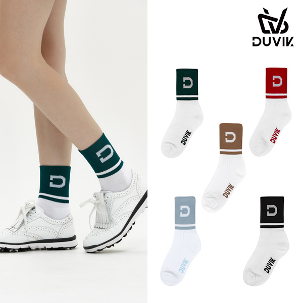 듀빅 여성 배색 포인트 베이직 중목 삭스 DD3WAO852