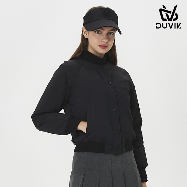 듀빅 여성 라운드 블루종 구스다운 패딩점퍼 DE3WWJ567BK