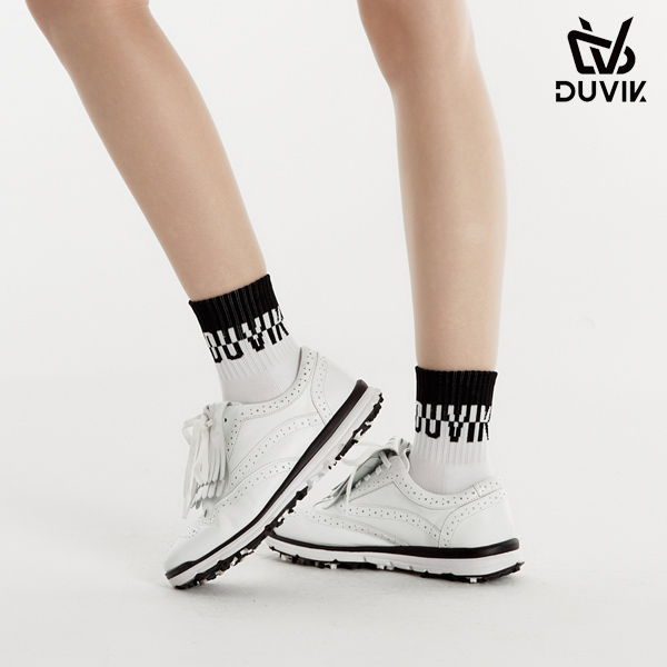 듀빅 여성 베이직 로고 자가드 크루 삭스 DE1WAO811BK