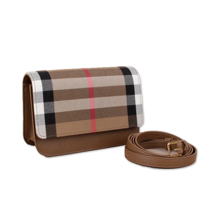 버버리 메디슨 체크 플랩 크로스백 브라운 80844921 [여주아울렛]