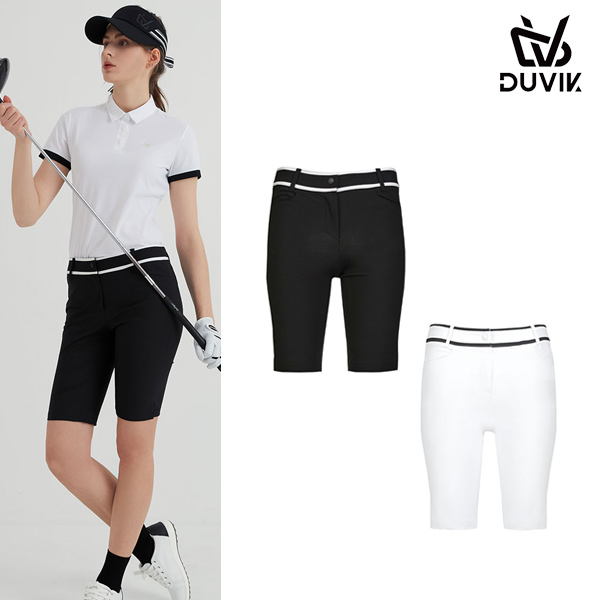 듀빅 여성 버뮤다 배색 슬림핏 5부 팬츠 DC2WPT002