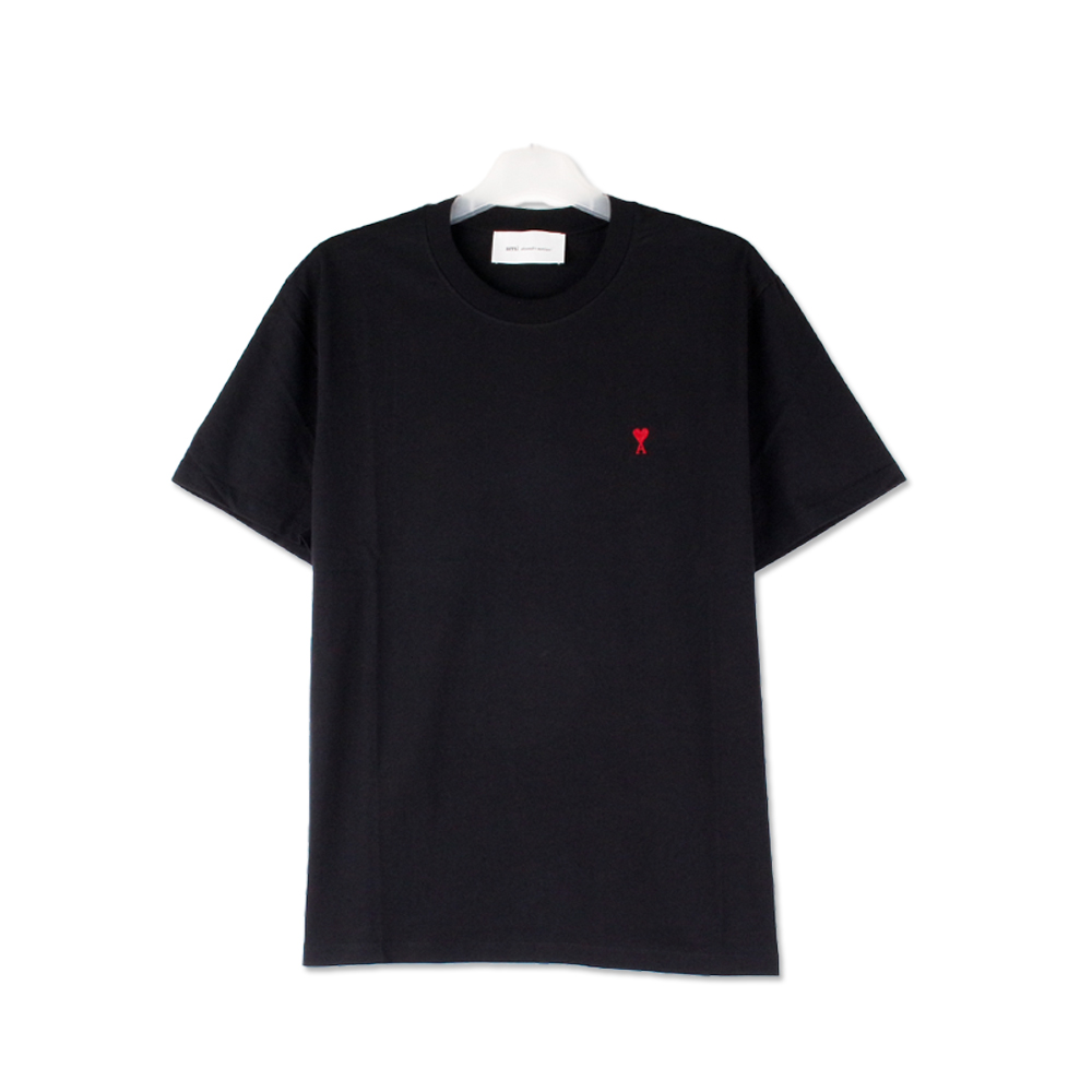 아미 스몰 하트 로고 남성 반팔 티셔츠 블랙 BFUTS035724001 [여주아울렛]
