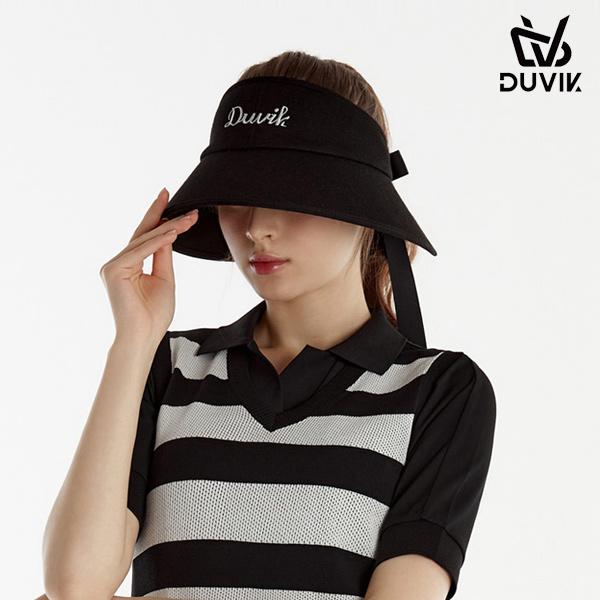 듀빅 여성 오버 와이드챙 리본 썬바이저 DE2WAP722BK