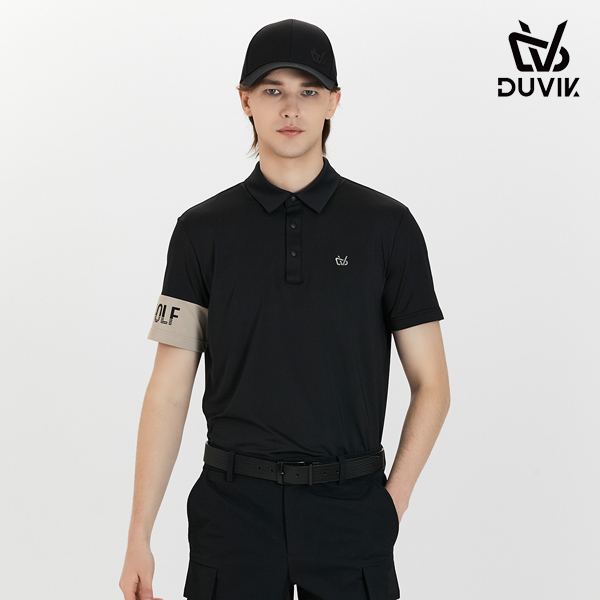 듀빅 남성 배색 포인트 Y카라 반팔티셔츠 DF2MTS123BK
