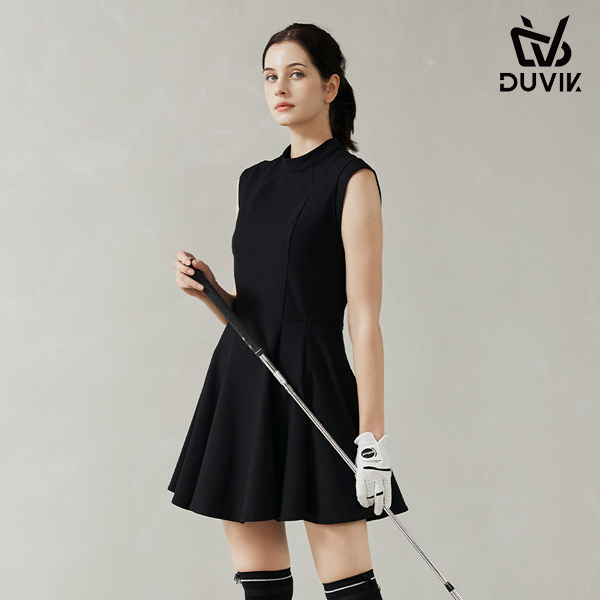 듀빅 여성 플레어 절개 민소매 원피스 DD2WTO601BK