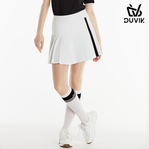 듀빅 여성 변형 플리츠 배색포인트 큐롯 DE2WCU421WH