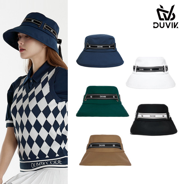 듀빅 여성 배색 레터링 테이프 벙거지 모자 DC2WAP002