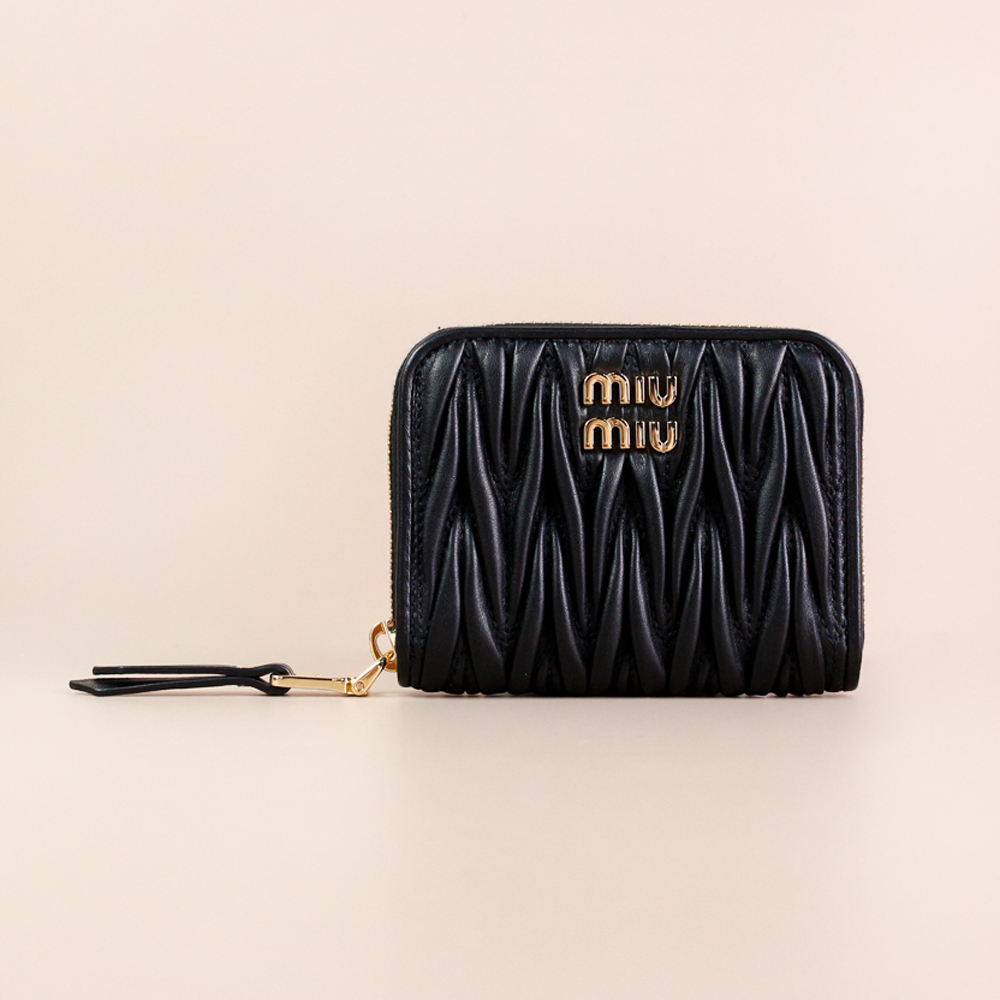 미우미우 마테라세 지퍼 동전 여성 카드지갑 블랙 5MM268 AFPP F0002 [여주아울렛]